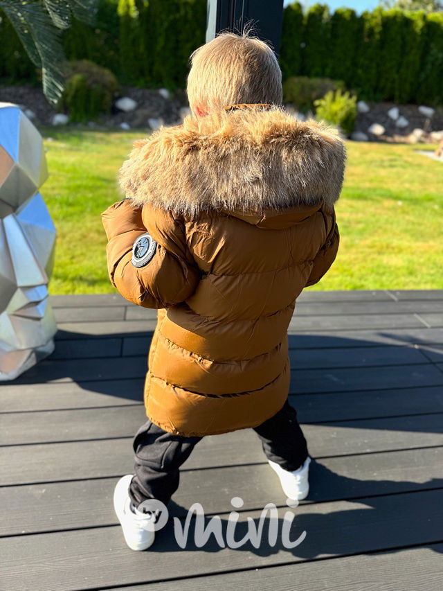 Zimní parka s kožíškem béžová