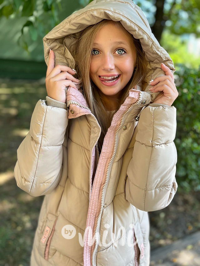 Ultra dlouhý zimní kabát béžový