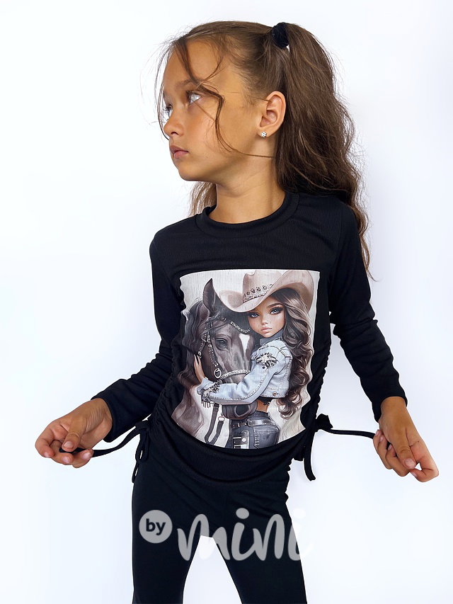 Cowgirl longsleeve blůzka na stahování černá