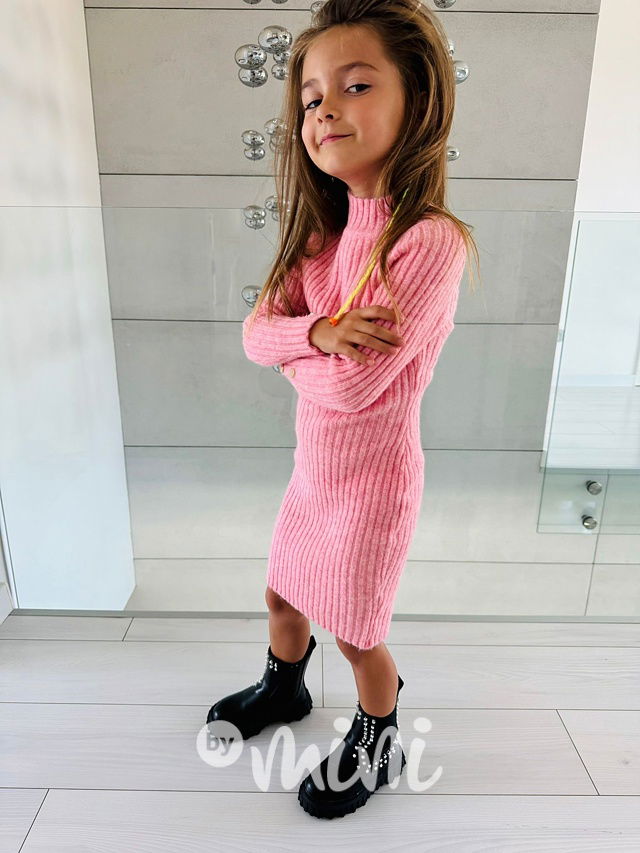 Podzimní svetříkové šaty PINK