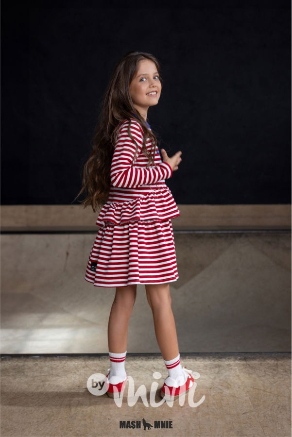 Mash Mnie pruhované šaty červené