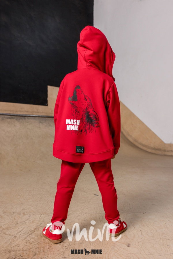 Mash Mnie long mikina zip WOLF červená