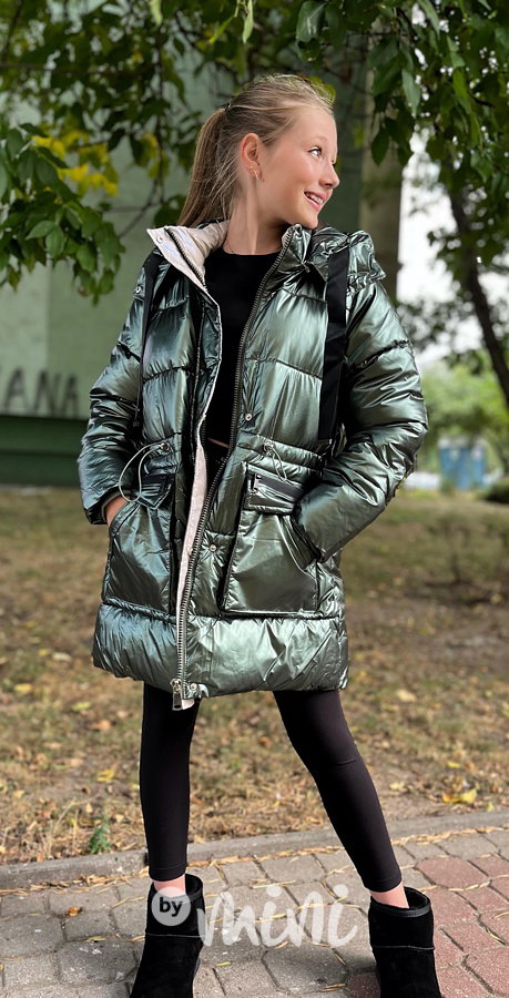 Zimní kabát Illusion metallic smaragd