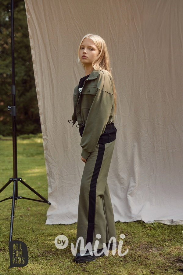 All for kids cargo crop mikina khaki