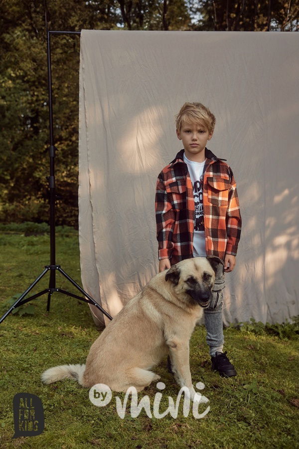 All for kids hoodie flauš košile cihlová