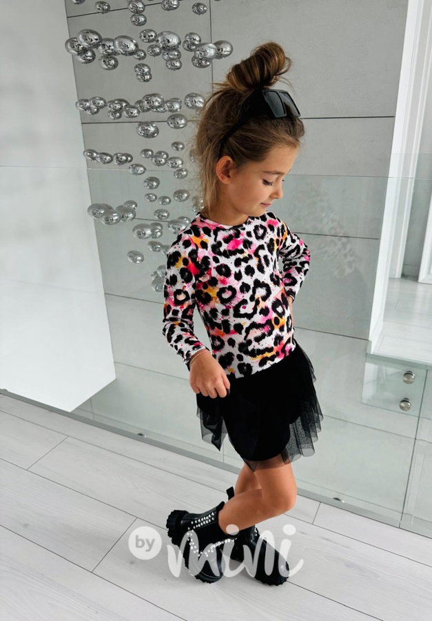 Leopard rainbow šaty s tylem