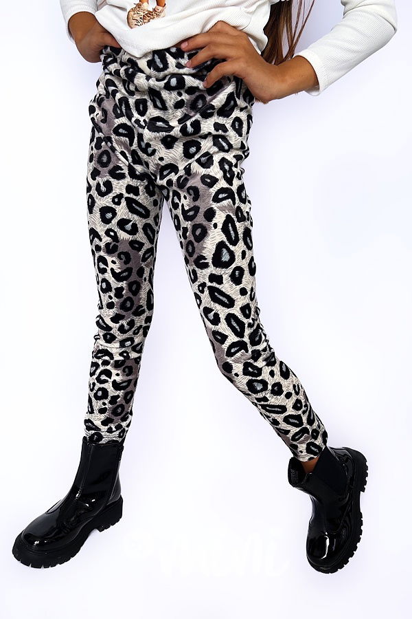 Leopard soft velur legíny světlé