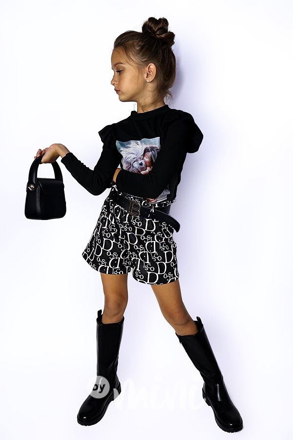 Lady Di kraťasy s páskem černé