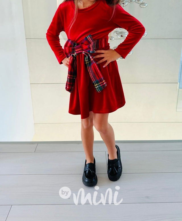 Sváteční soft velur šaty červené