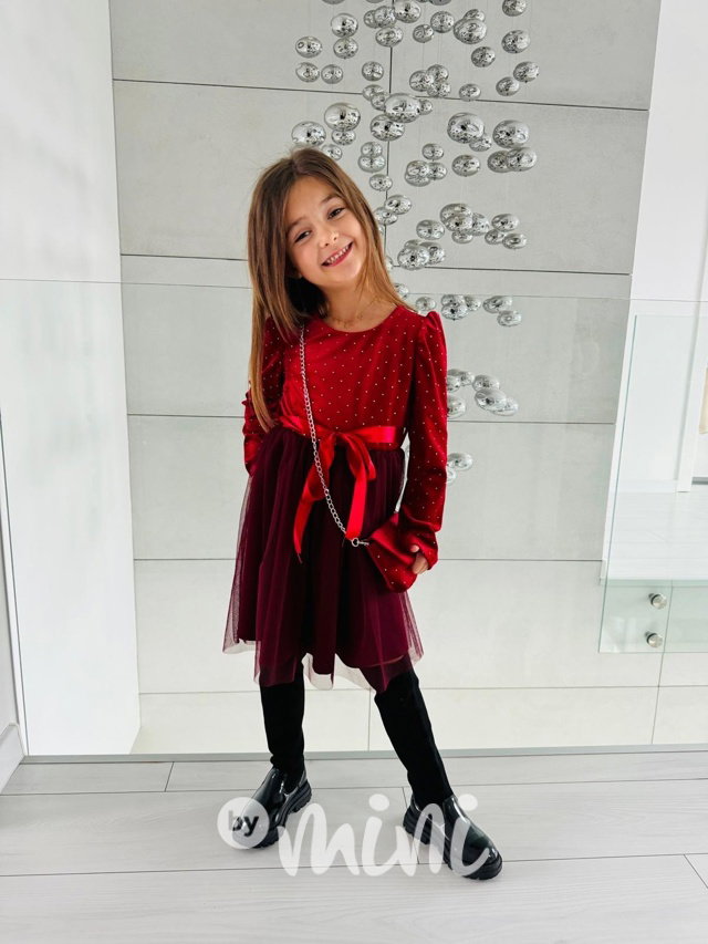 Soft velur tylové šaty s kabelkou