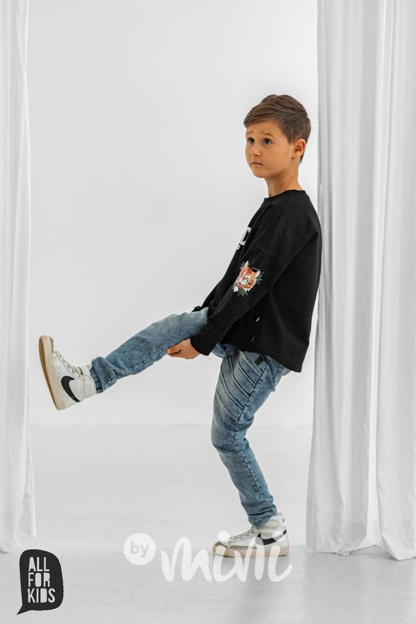 All for kids biker soft denim jeansy blue