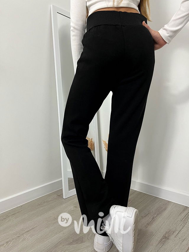 Zateplené kalhoty s řetízkem černé