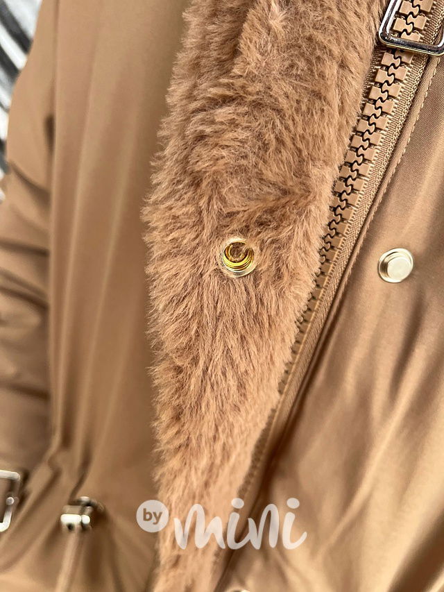 Zimní kožíšková parka béžová