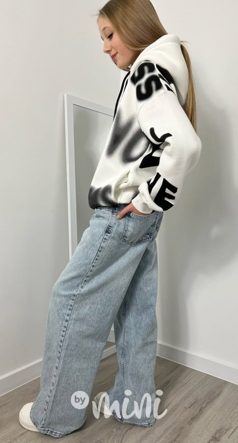 Zateplená oversize mikina Letters white