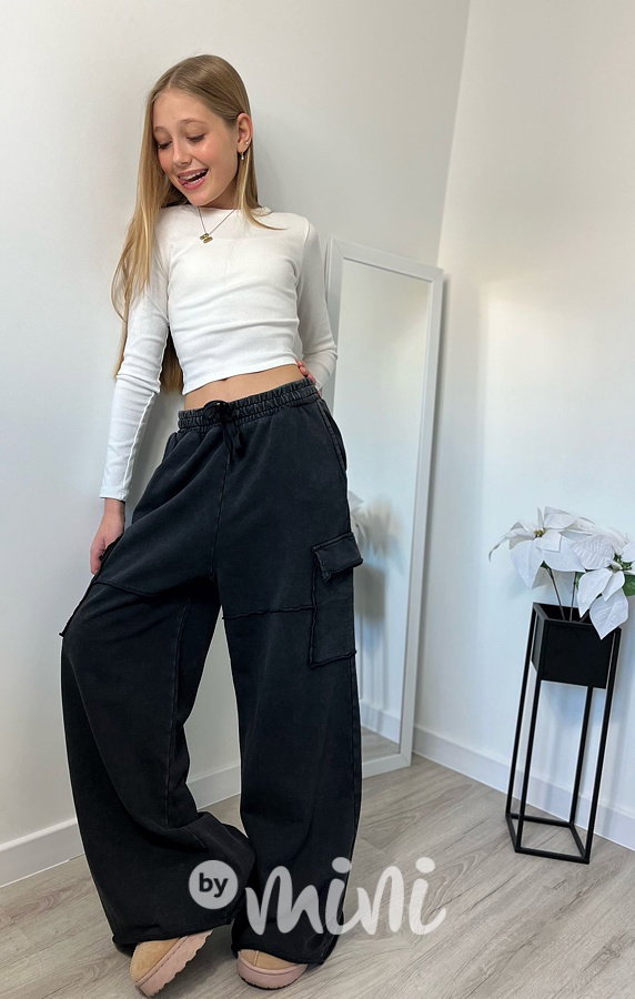 Lounge maxi volné kapsáče antracit