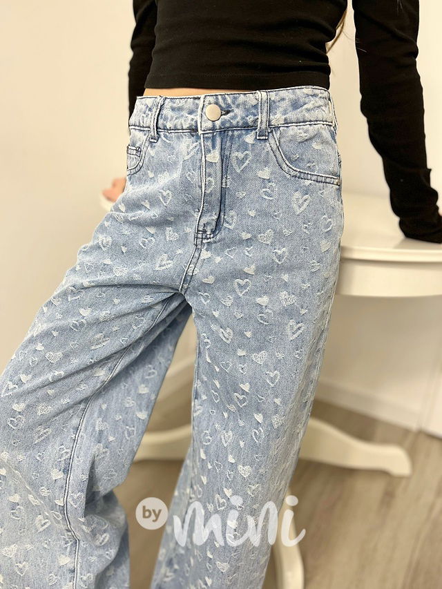 Široké HEART jeansy blue