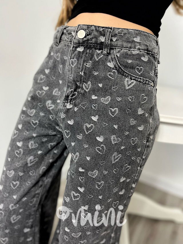 Široké HEART jeansy black