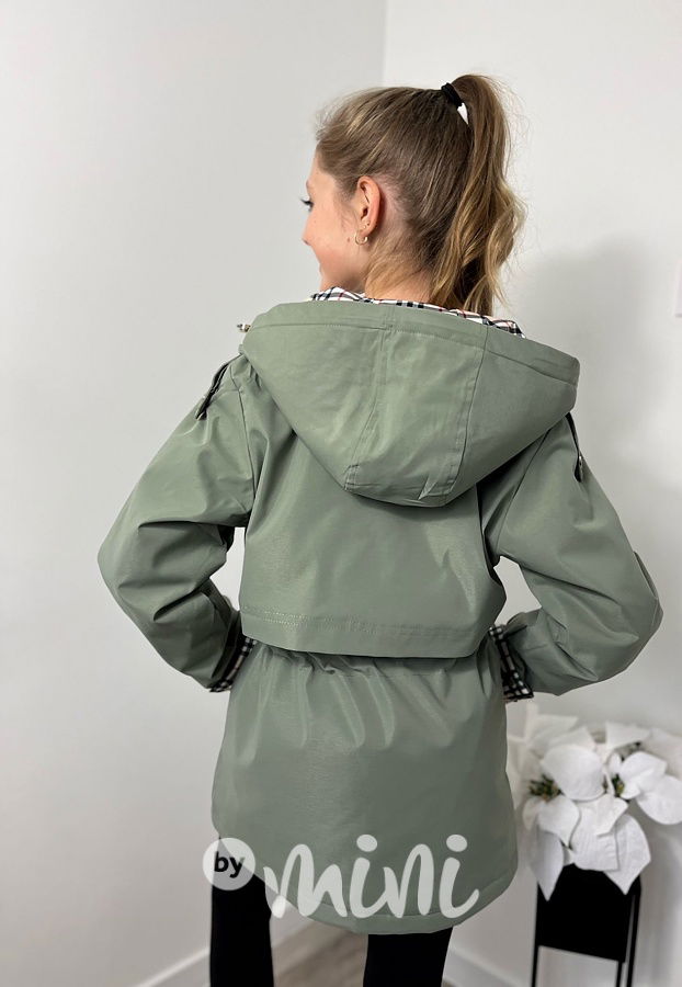 Dívčí parka s kapucí jarní zelená