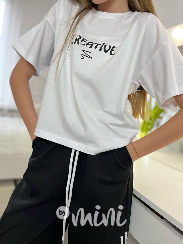CREATIVE oversize triko bílé