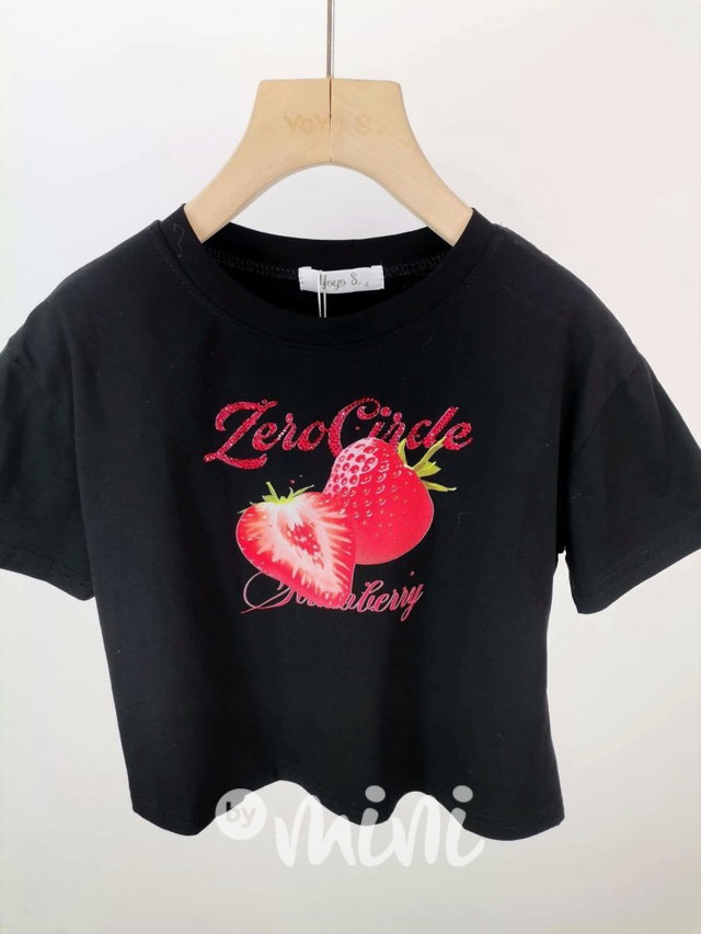 Strawberry crop triko s kamínky black