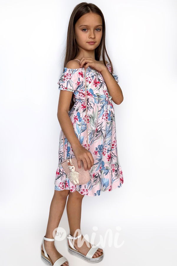 Květované šaty s bunny kabelkou pink