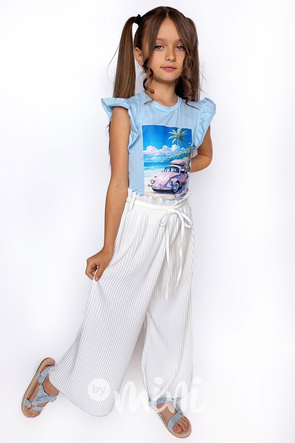Letní plisované kalhoty white