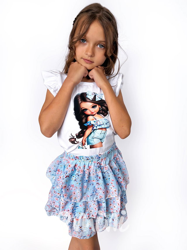 FLOWER holiday girl letní set blue