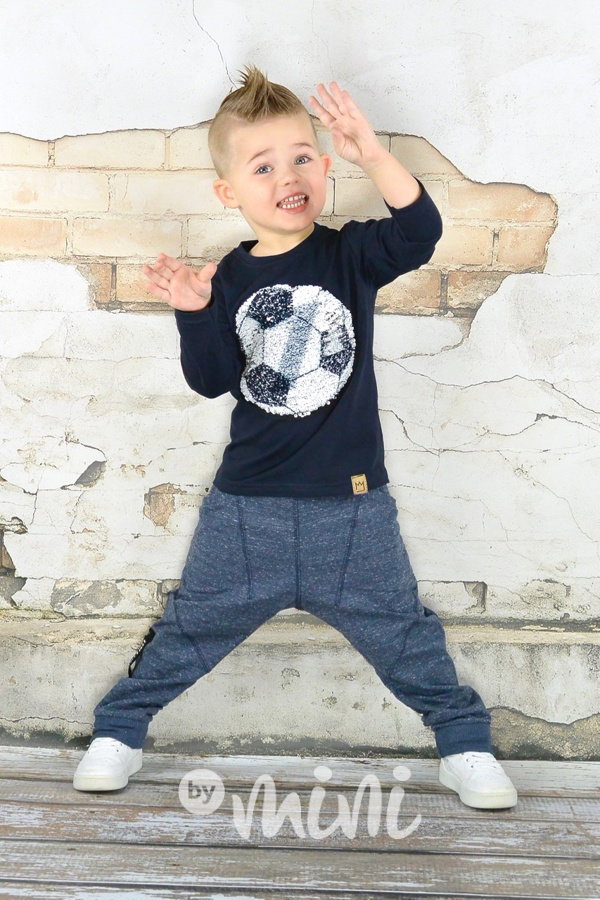 Dark blue triko s měnícími flitry