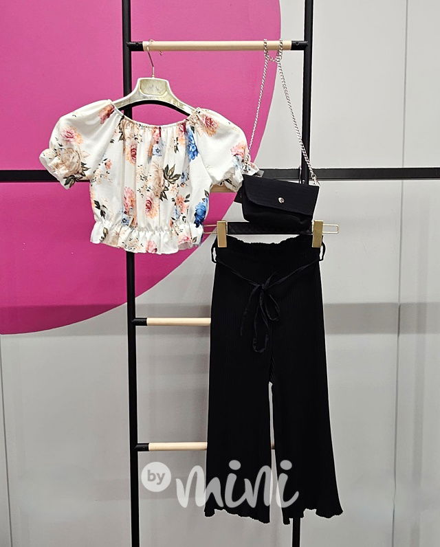 Letní plisovaný set s kabelkou black