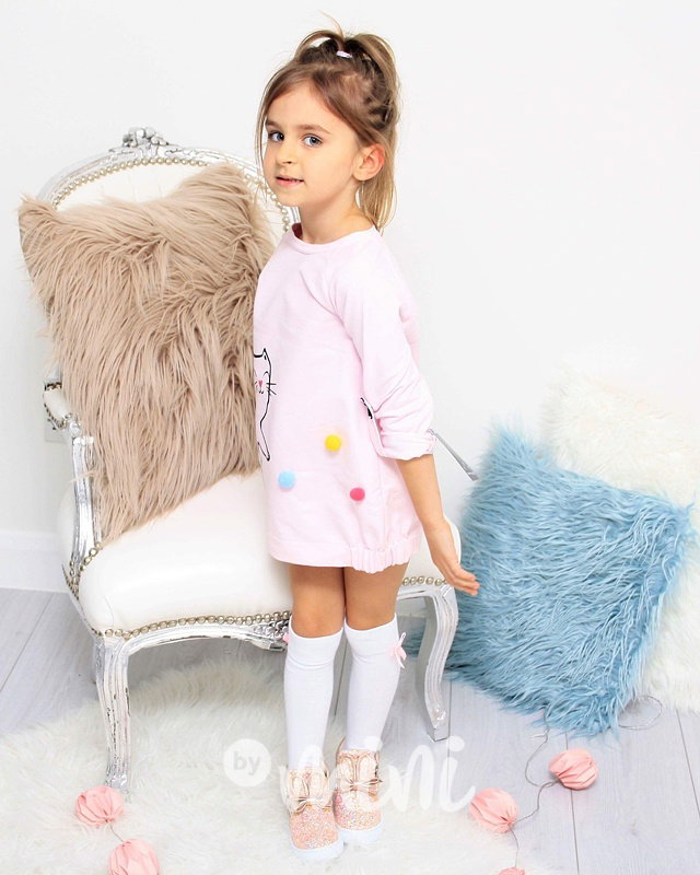 Pompon cat pink tunika