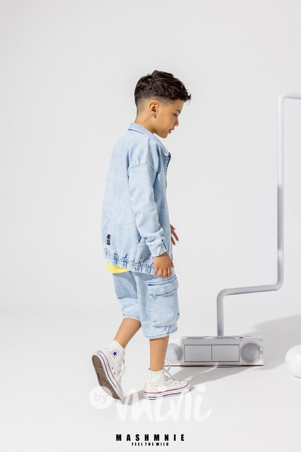 Mash Mnie cargo denim shorts ice blue