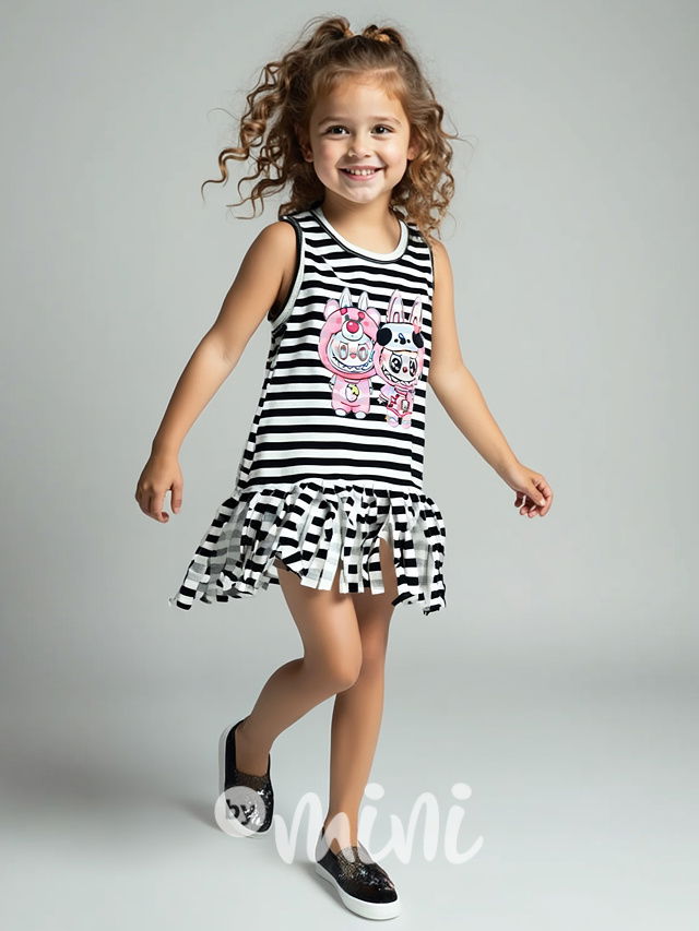 Labubu pruhované šaty white/black