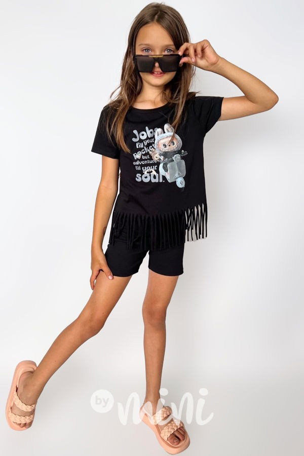 Labubu triko SOUL třásničky černé