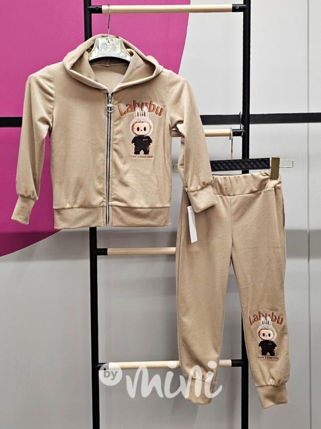 Labubu soft velur tepláková souprava beige