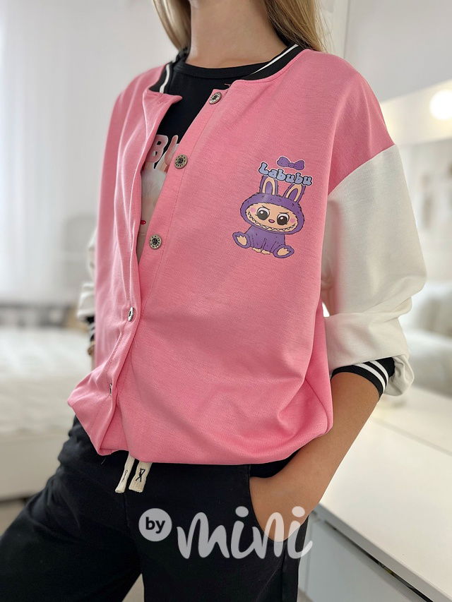 Labubu baseball mikina růžová