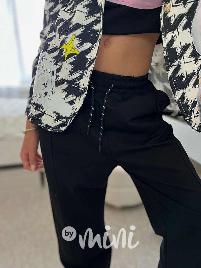 FASHION maxi volné lounge tepláky černé