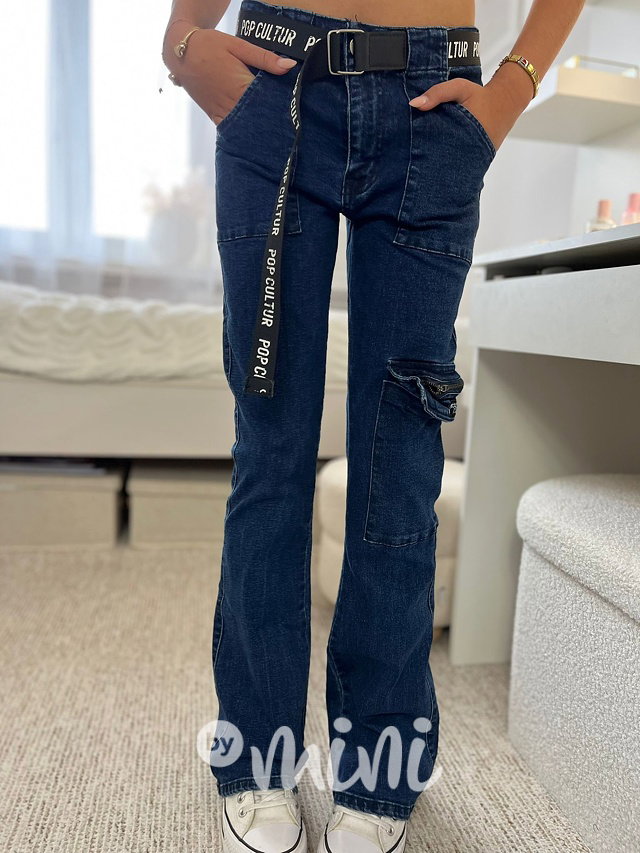 Slim denim zvonáče s páskem