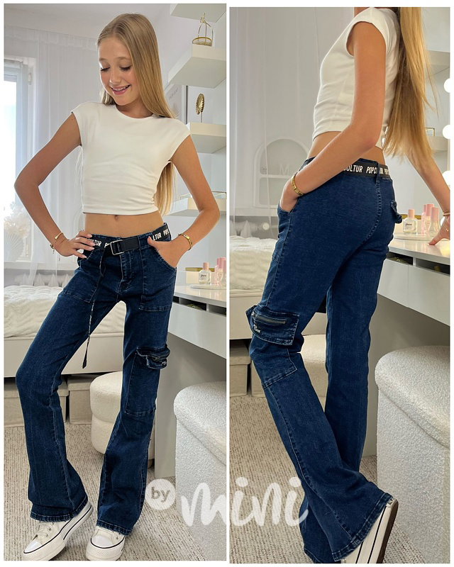 Slim denim zvonáče s páskem