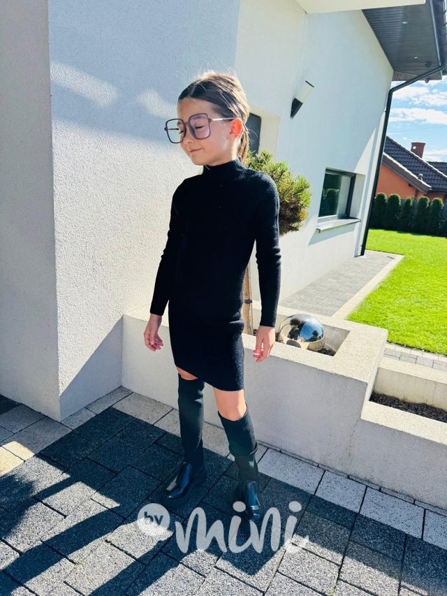 Slim svetrové stretch šaty černé