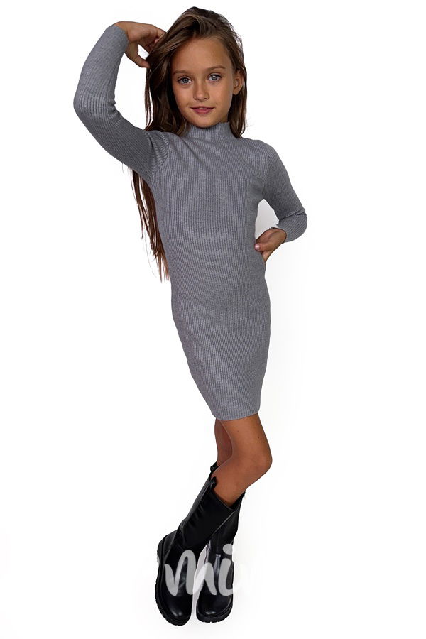 Slim svetrové stretch šaty šedé