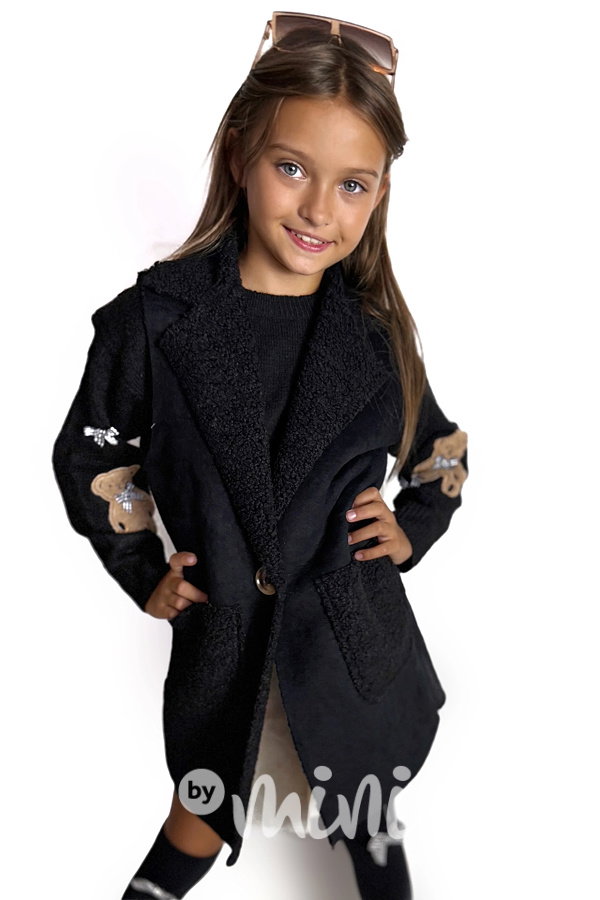 Beránková long vesta černá