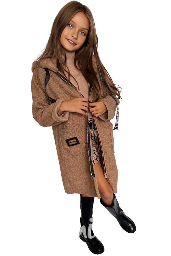 Dlouhý podzimní hoodie mikinokabát beige