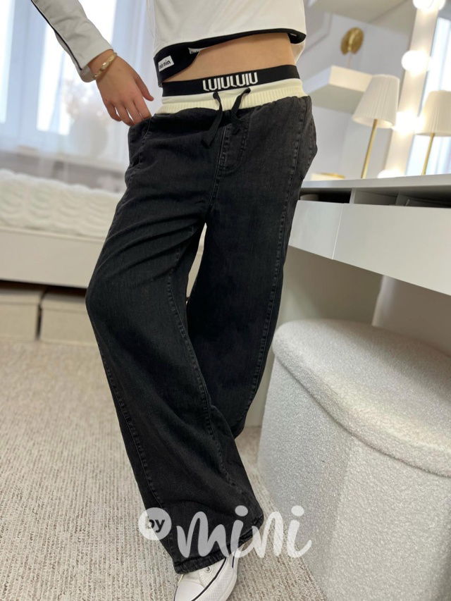 Zateplené volné dark džíny LUI