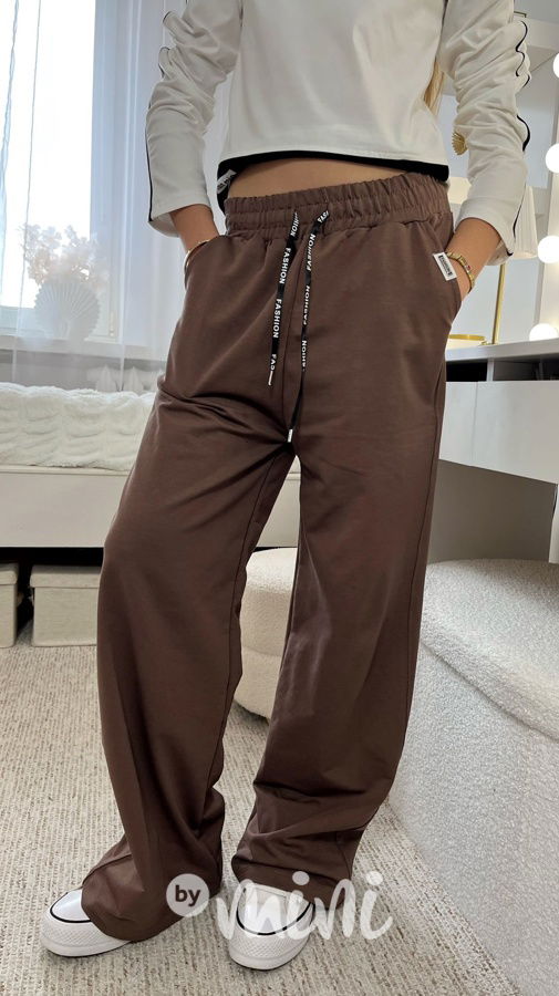 FASHION lounge volné tepláky chocolate