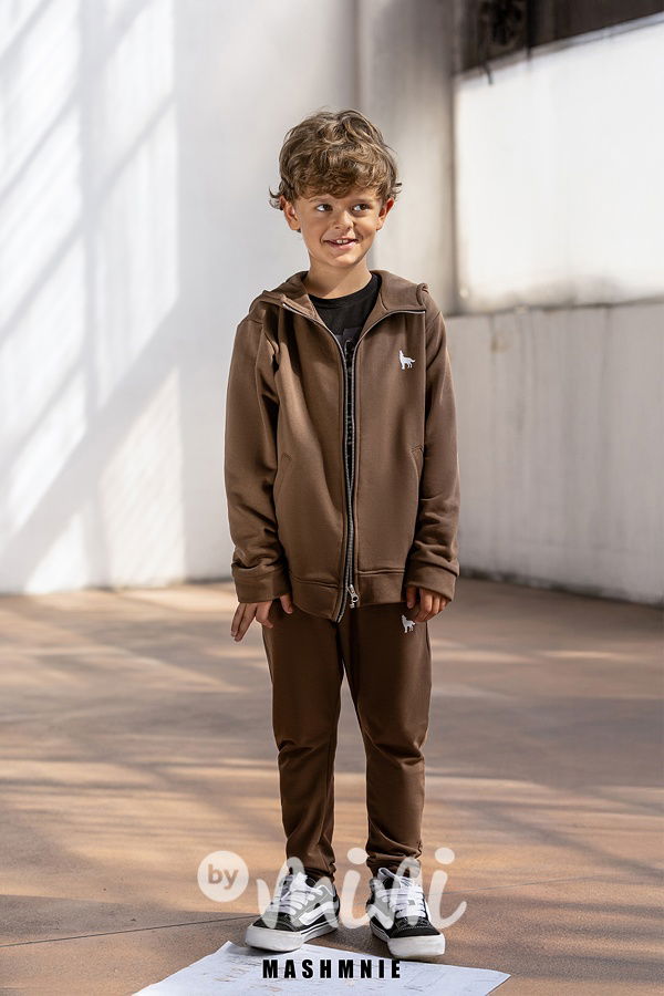 Mash Mnie long mikina zip brown