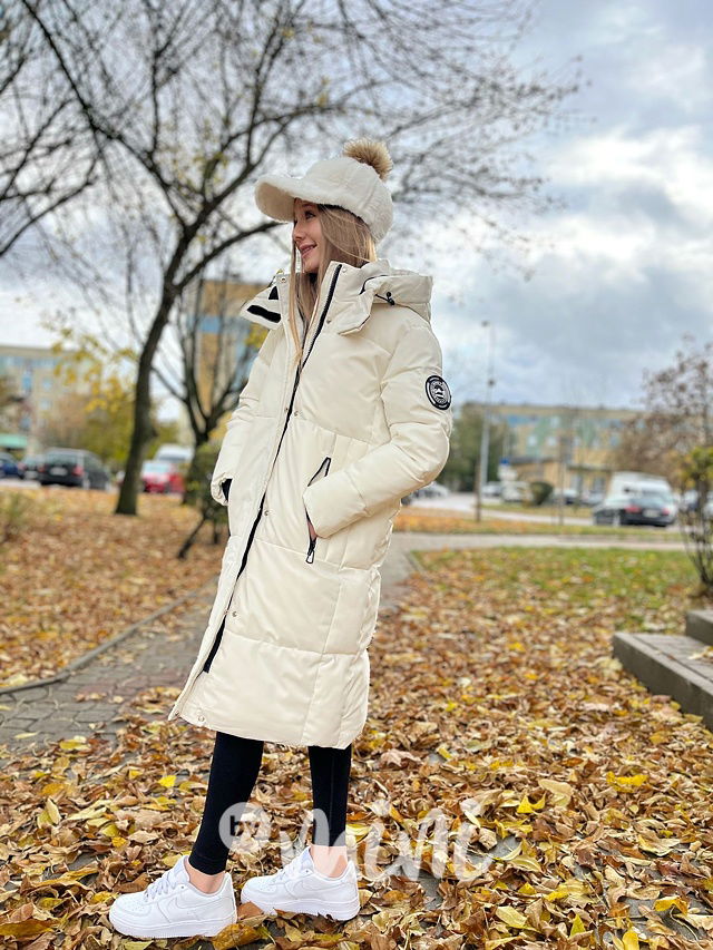 Maxi dlouhý zimní kabát SPORTY off white