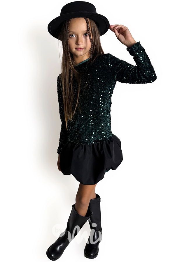 Flitrové šaty s kabelkou SMARAGD