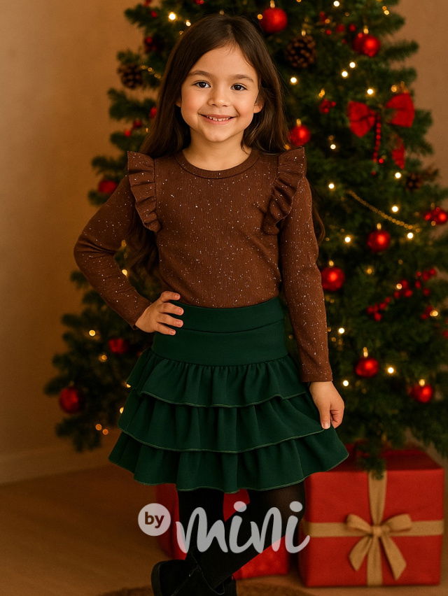 Luxury SHINE blůzka s řasením hnědá