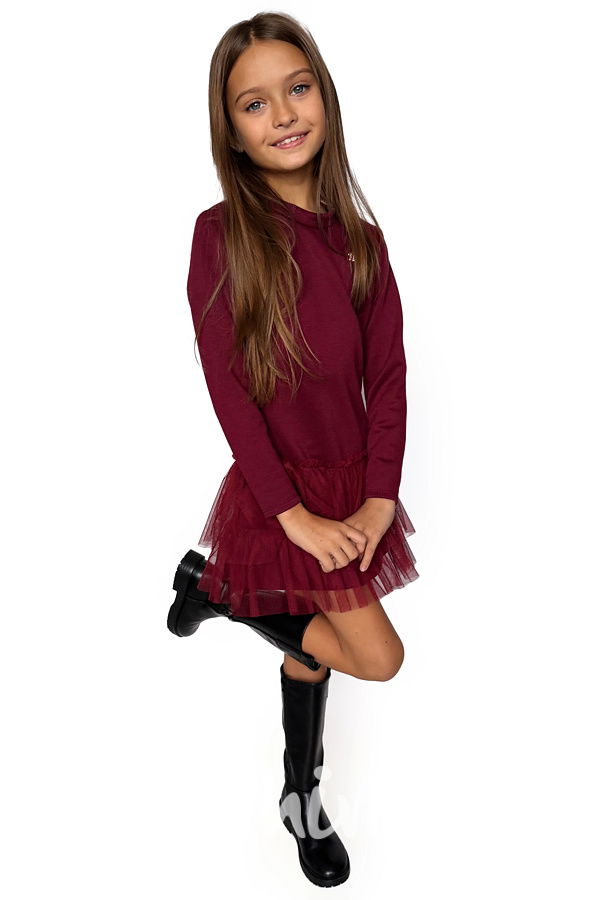 Tunikové šaty s tylem MIA bordo