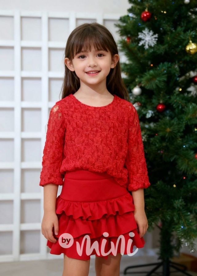 Vrstvená sukně červená